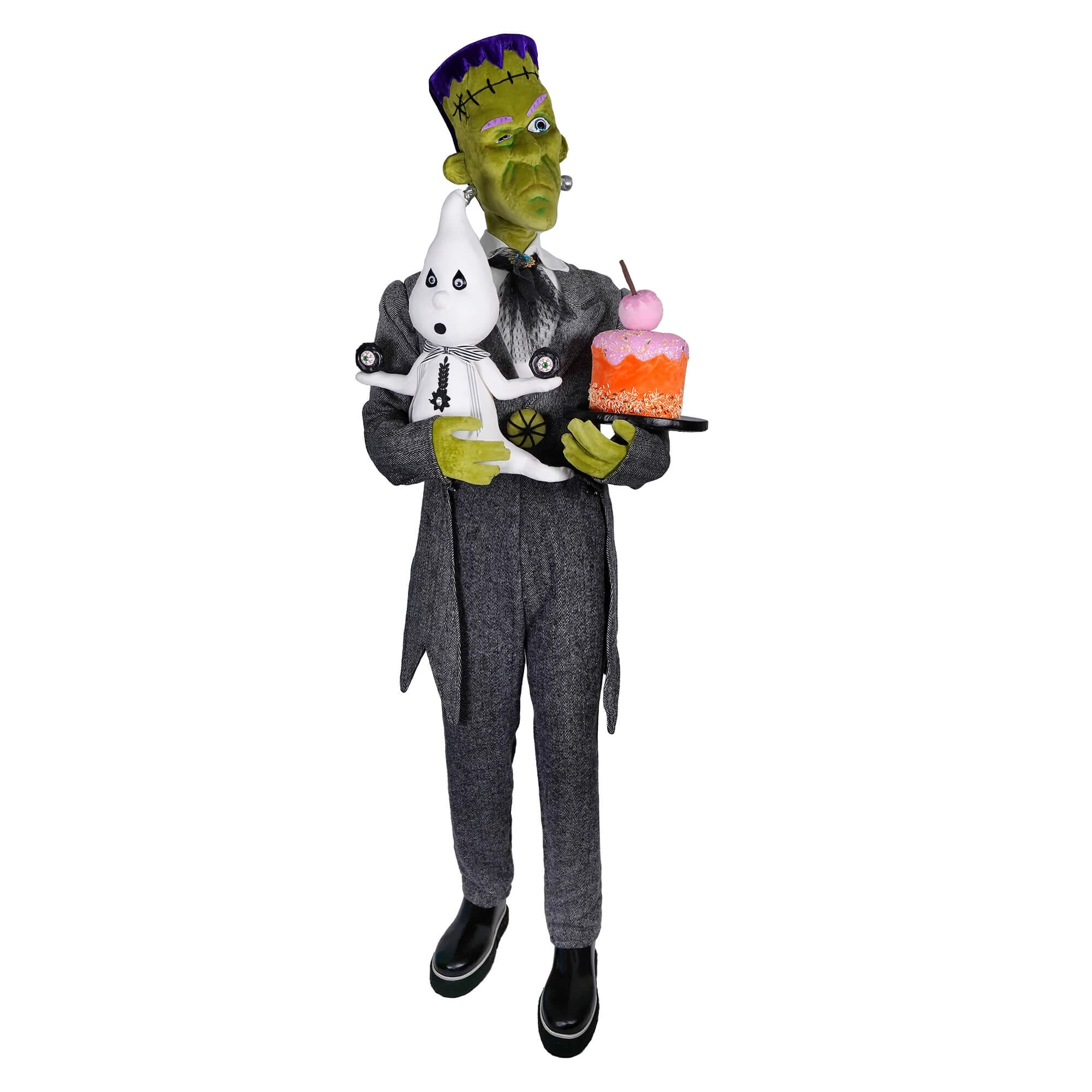 5.5ft Frankenstein Holding Ghost & Cake - Halloween