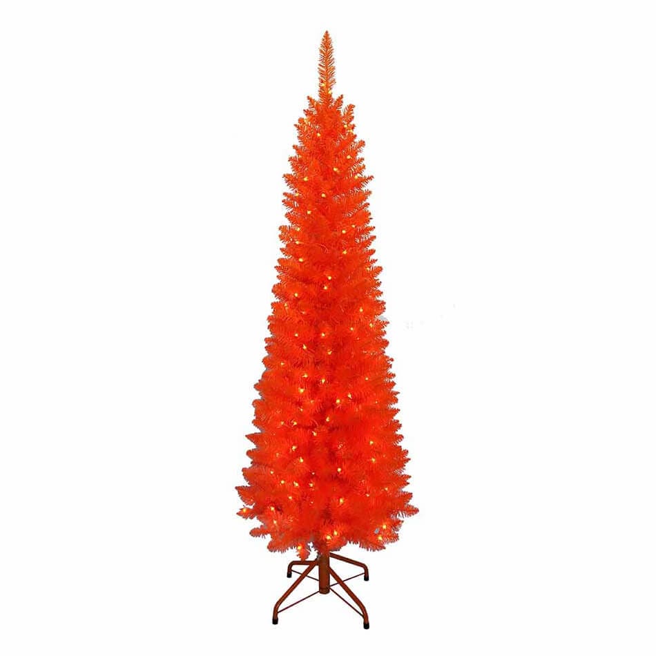 5 Foot Pre-Lit Orange Slim Tree