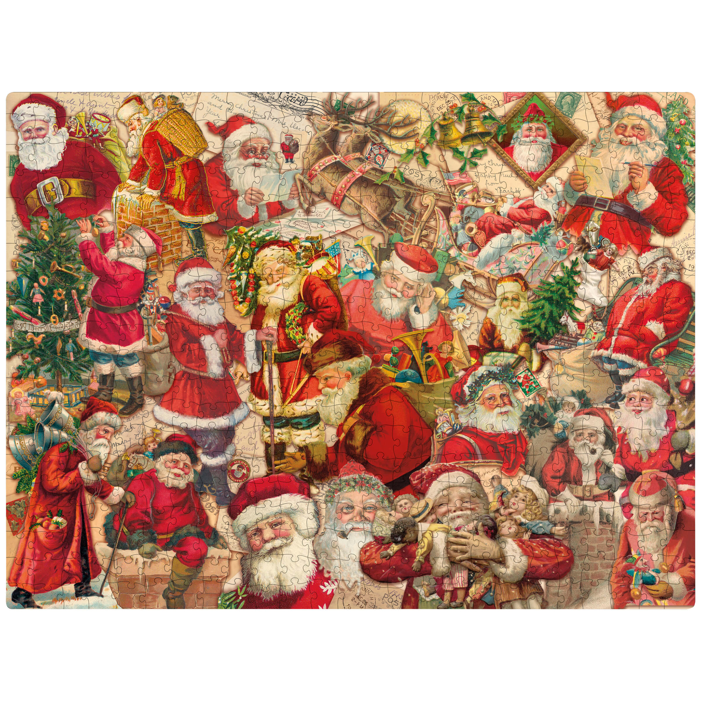 【年末&クリスマスセール】500TX ヴィンテージペイント 500 Piece Vintage Santas Puzzle by Annie Schickel for Primitives