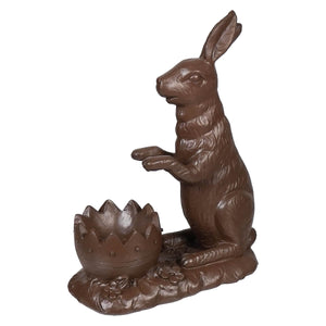 Chocolate bunny and egg set features a 6.25 inch chocolate brown molded vintage easter bunny figural decor