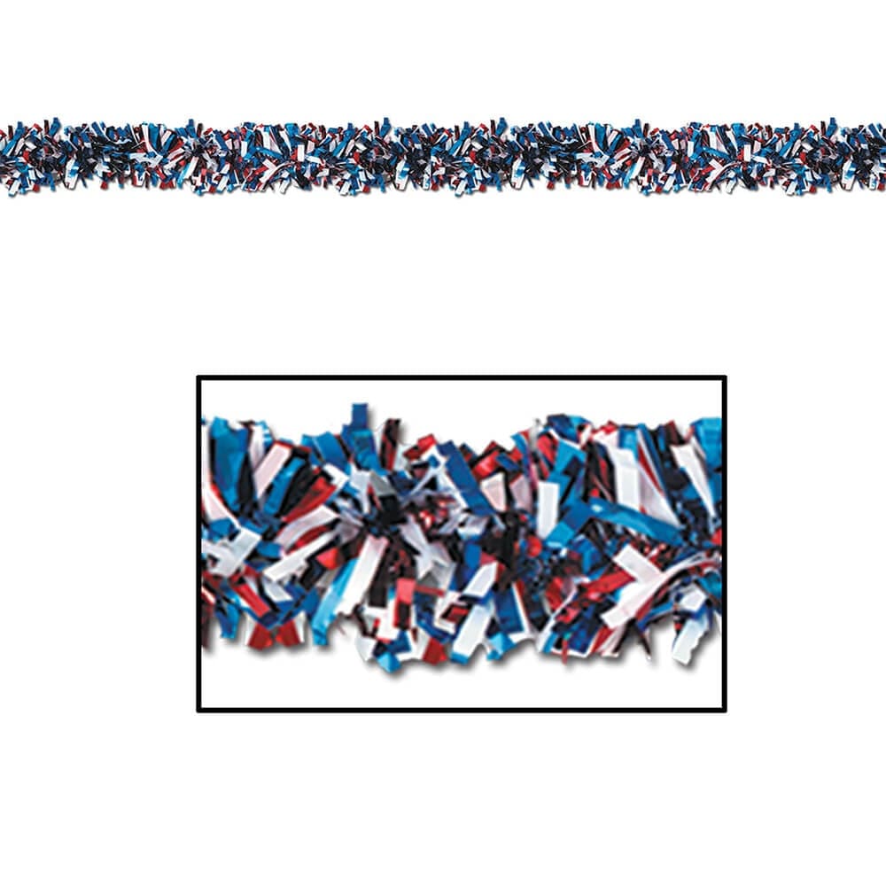 6-Ply Metallic Red, White & Blue Festooning Garland