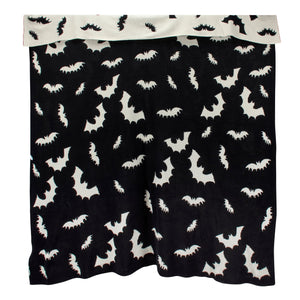 Black fleece bats throw blanket with white bat patterns perfect for cozy Halloween nights