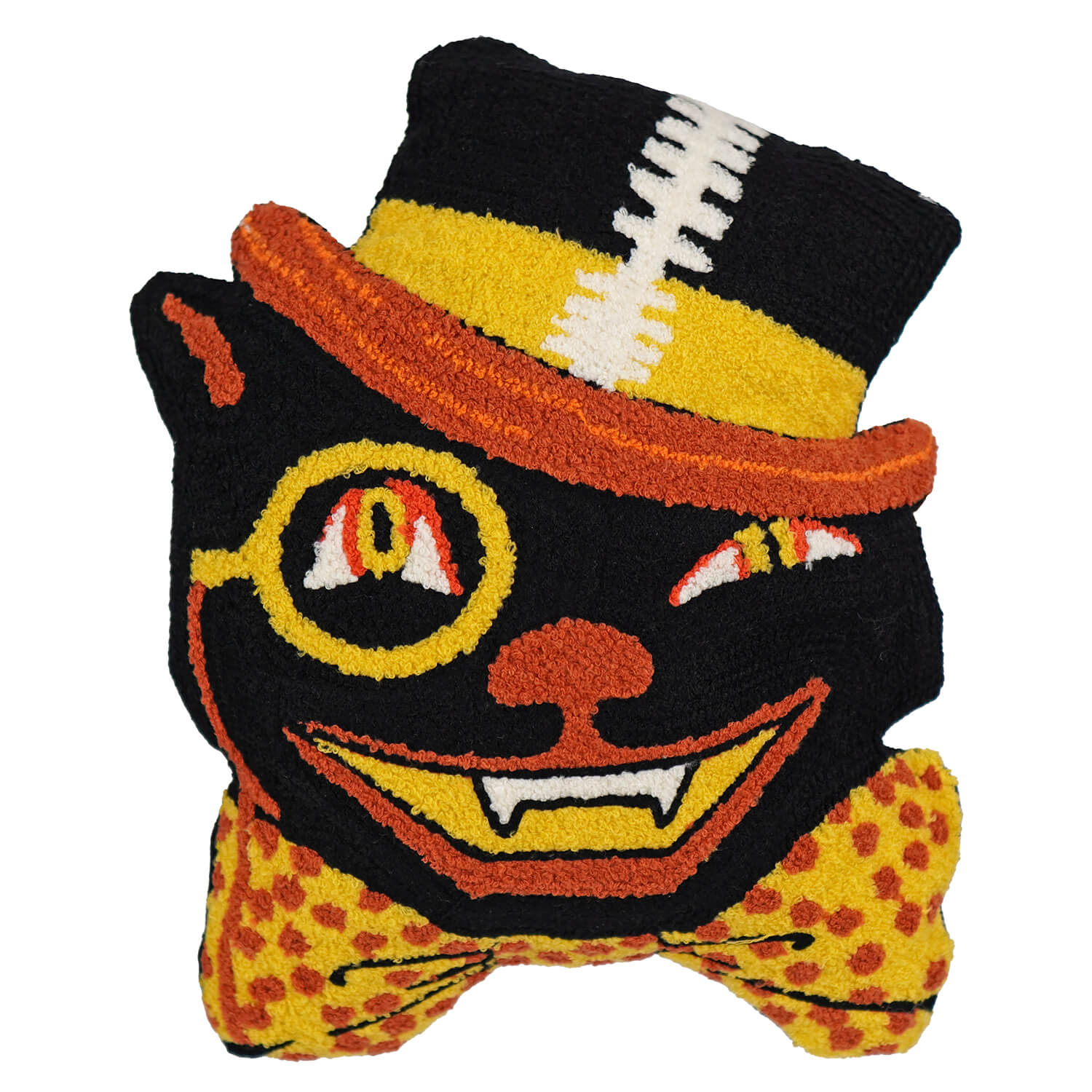 14" Spooky Whimsy Retro Black Cat Shaped Pillow