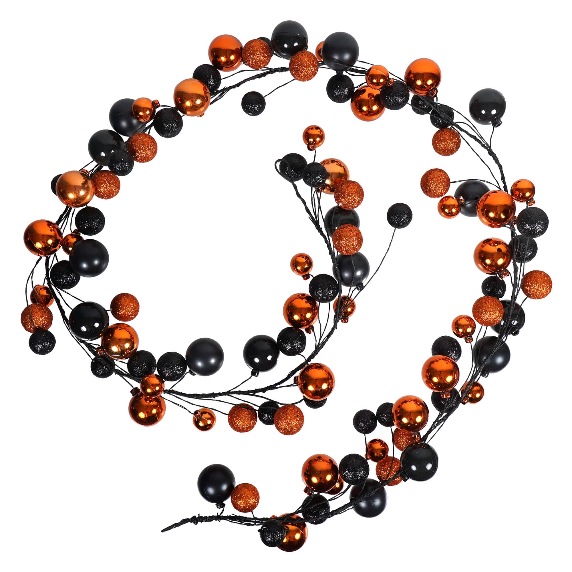 6ft Orange & Black Ball Garland - Halloween