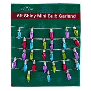 A 6ft shiny miniature bulb garland set of 2 by kurt adler with vibrant red blue green and purple mini bulbs