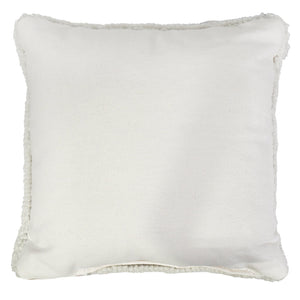 Off-white 7.5 inch pumpkin hooked pillow with textured fabric and soft frayed edges perfect as a jack-o-lantern pillow