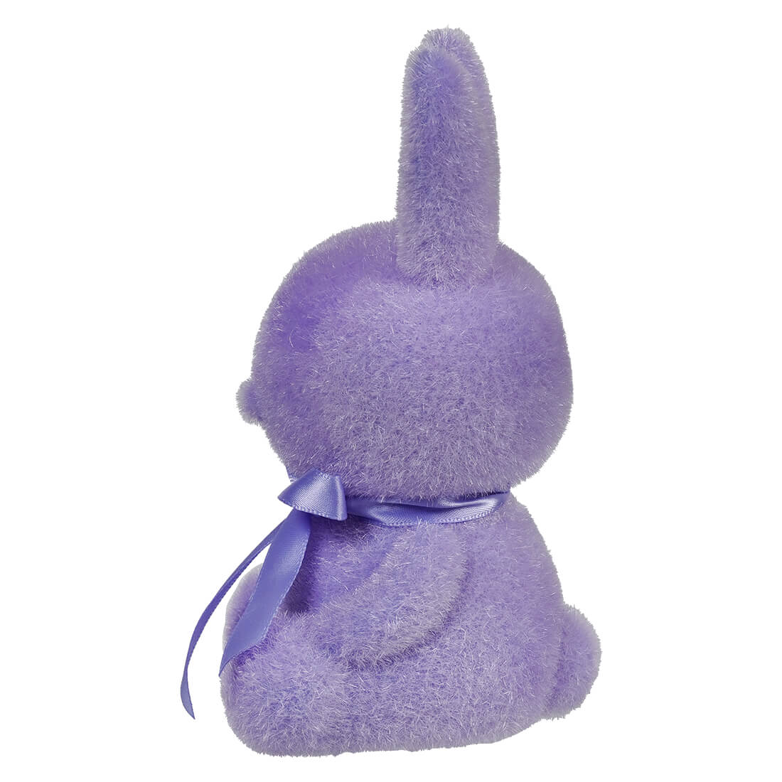 Purple plush bunny with a ribbon bow around its neck.