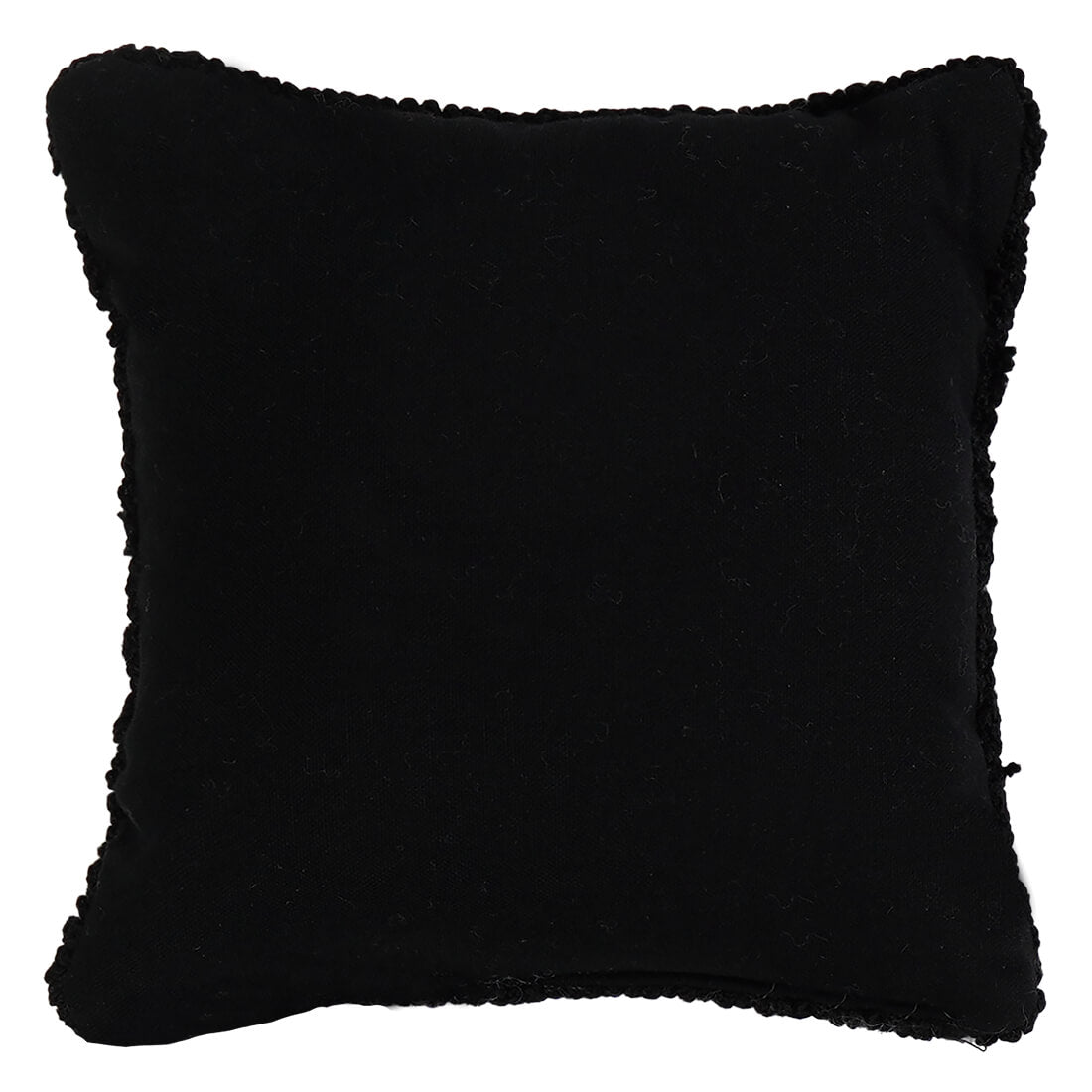 Black 7 inch mini spooky ghost hooked pillow with textured frayed edge figural decor for halloween vibes