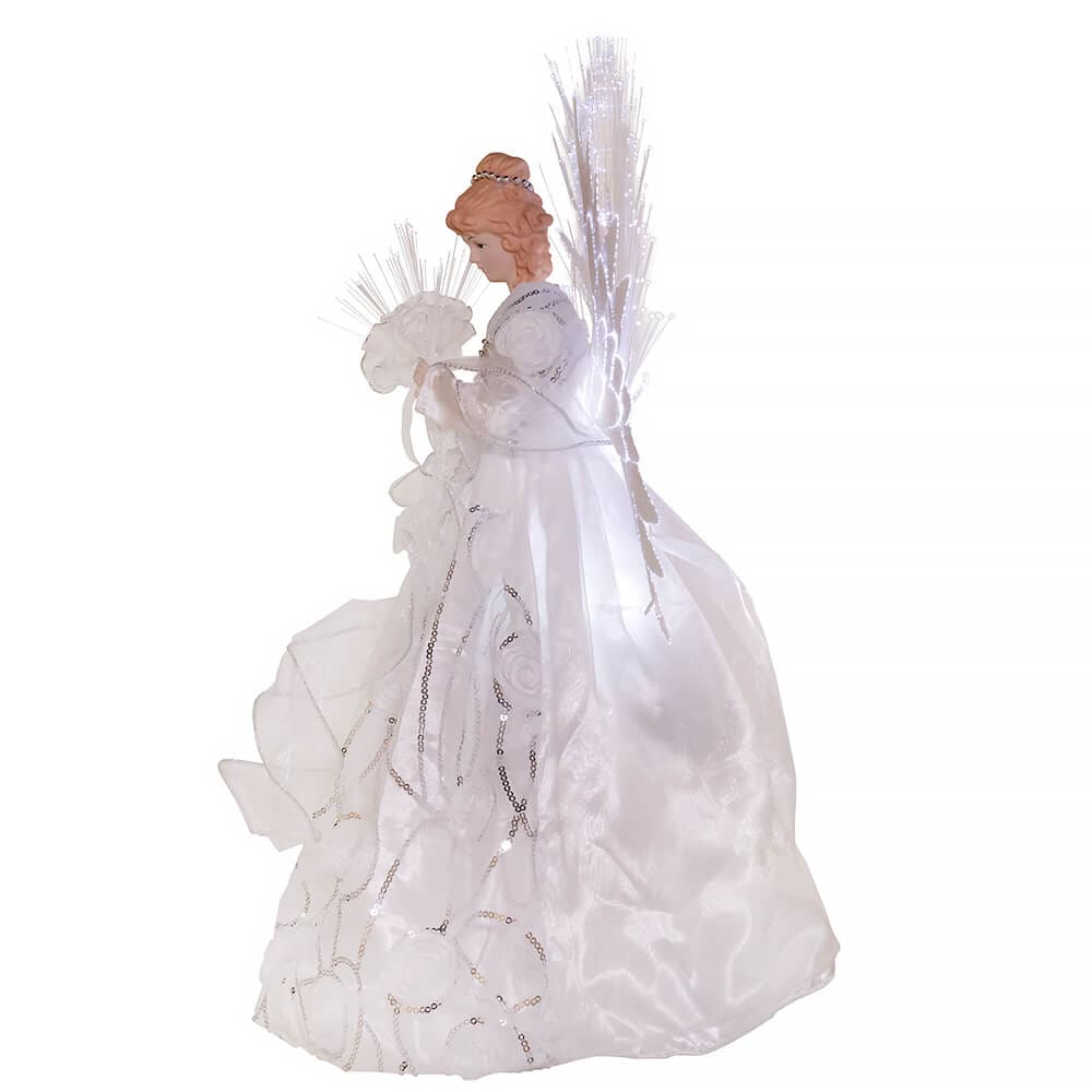70-Light Multicolored Fiber-Optic LED White & Silver Angel Treetop