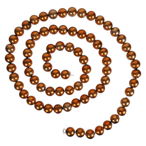 A 72 inch copper pearl bead garland with round copper-colored beads arranged in a spiral, perfect for halloween garlands wreaths picks