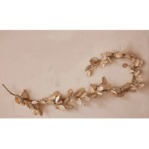 72 inch gold and ice finish leaf garland with beads glitter textured fabric perfect for christmas garlands and holiday garlands