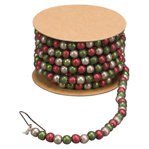 Red and green bead garland with metallic silver tinsel garland perfect for christmas collection decor