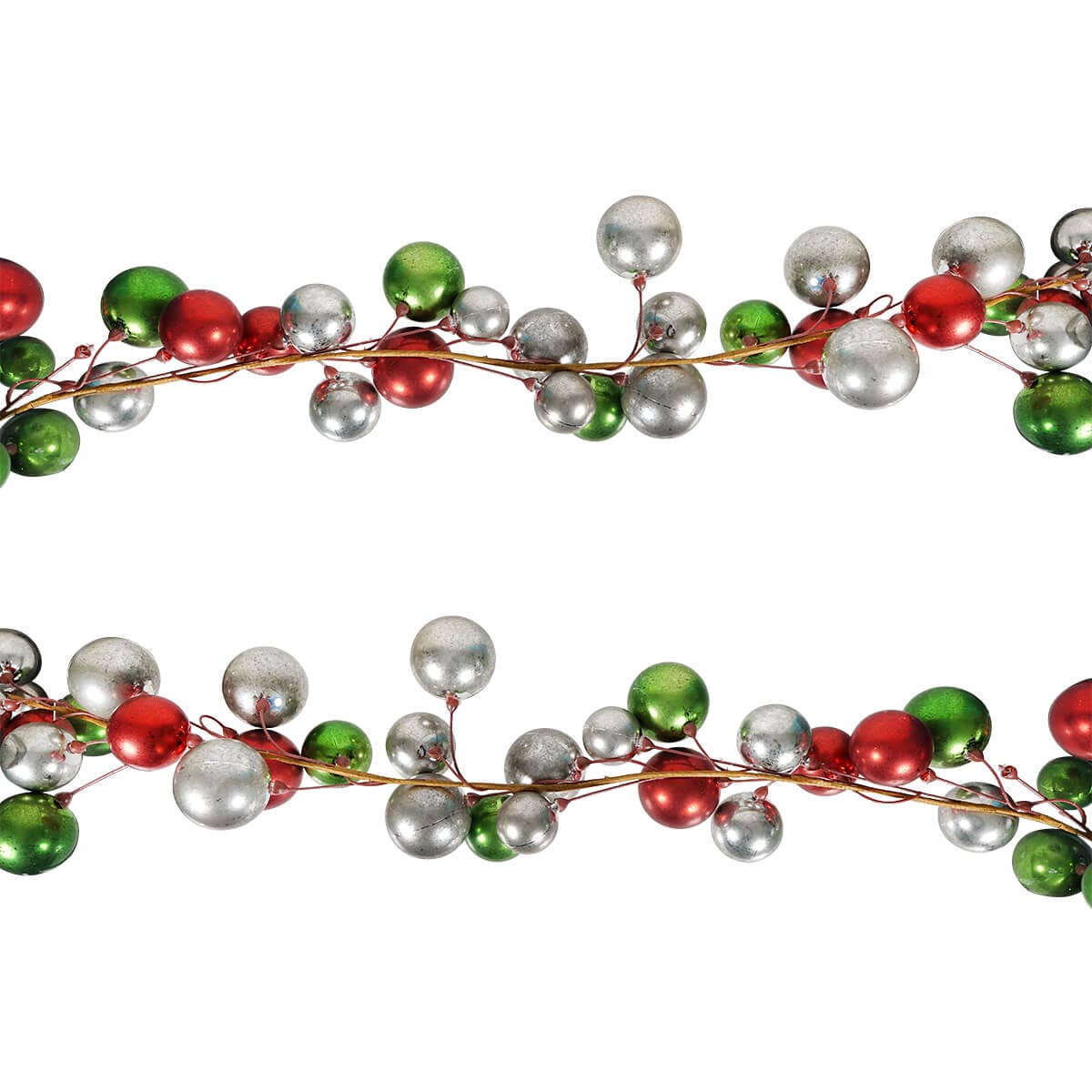 72" Red, Green & Silver Ball Garland