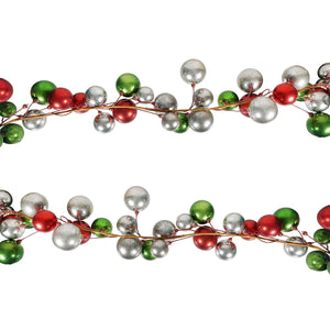 72" Red, Green & Silver Ball Garland