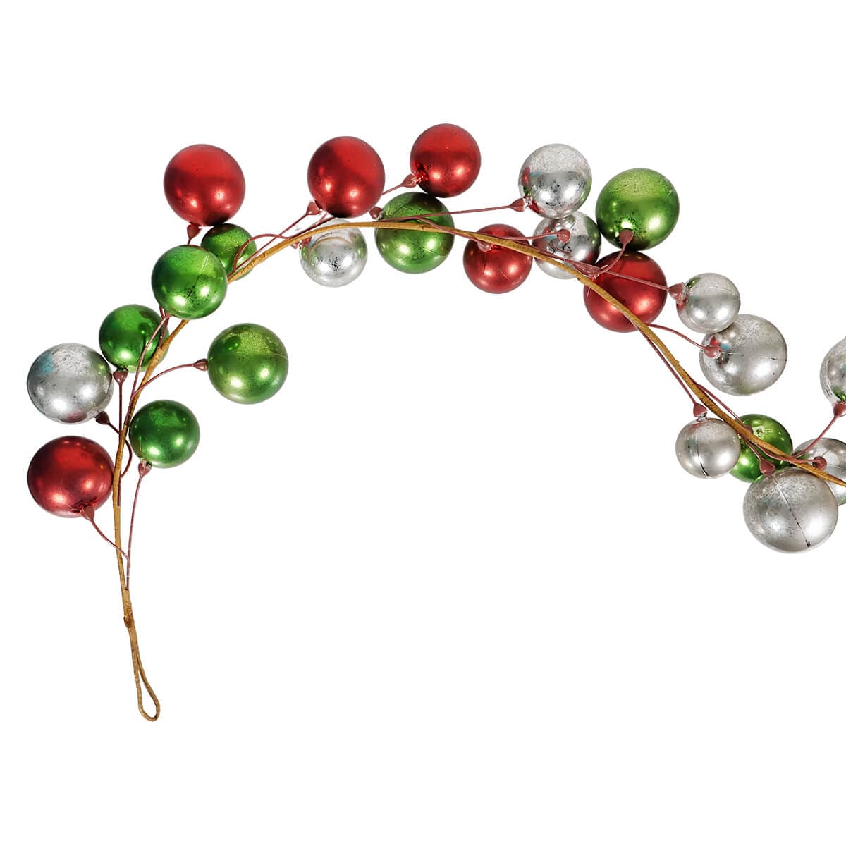 72" Red, Green & Silver Ball Garland