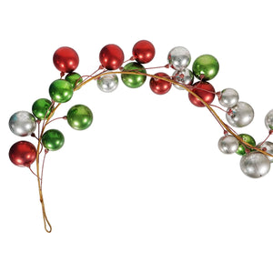72" Red, Green & Silver Ball Garland