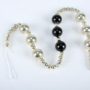 Black and silver beaded garland with metallic spheres and black rings garland perfect for holiday garlands decor