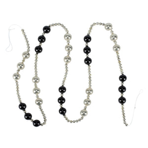 Black and silver beaded garland with black rings garland and glossy spheres perfect for holiday garlands decor