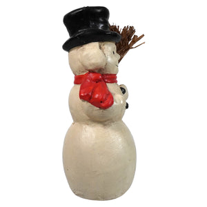 8.5 inch off-white kentucky snowman figurine with black top hat red scarf and twig arms for ragon house christmas decor
