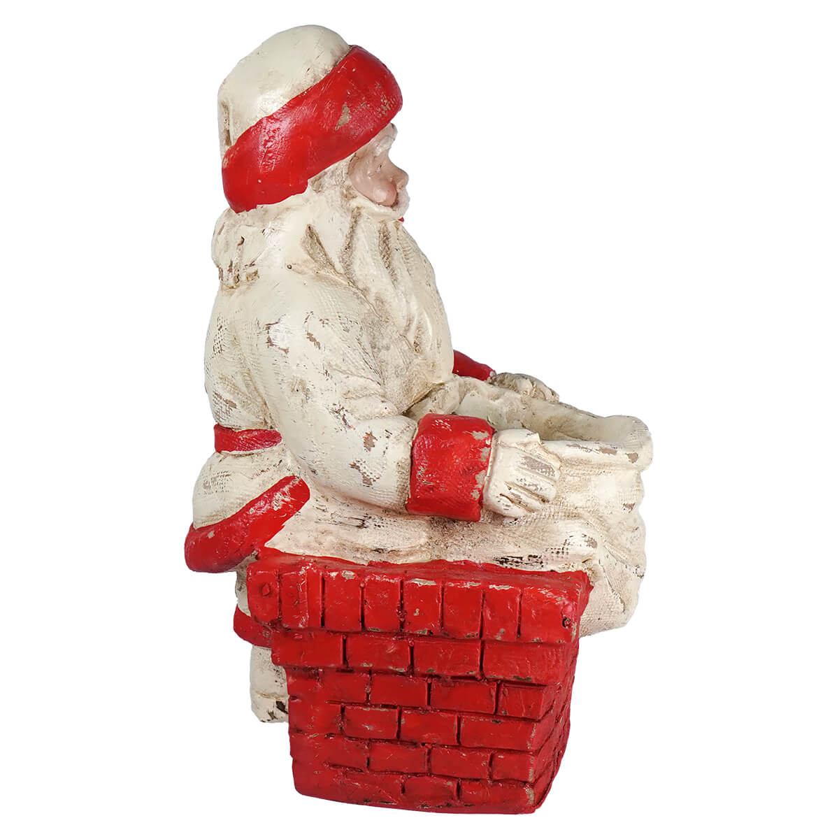 9.25 inch white and red resin santa on chimney with bag figurine perfect for ragon house design and folk art santas collection