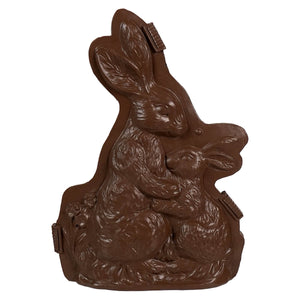 9 inch resin chocolate bunny mold with detailed fur texture and molded handles for spring collection treats