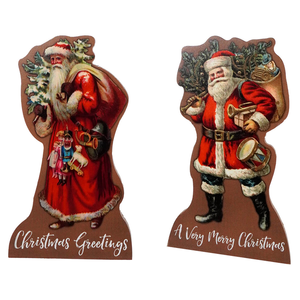 9’’ Vintage Standing Santa Dummy Boards Set/2 - Christmas