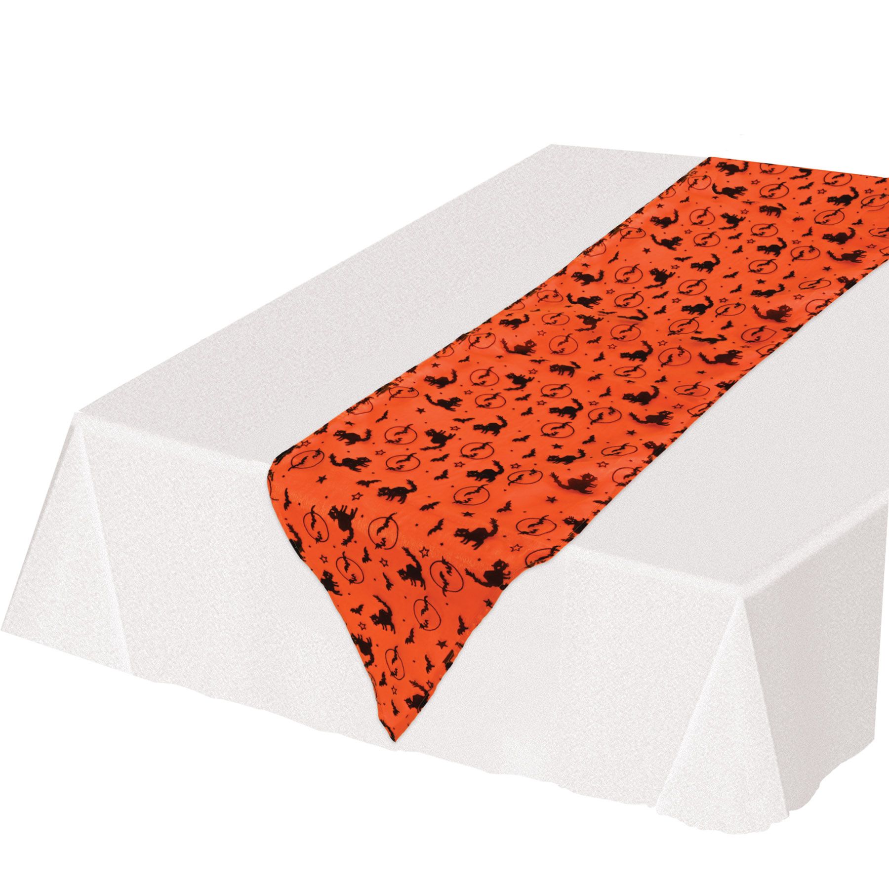 Orange Halloween Fabric Table Runner