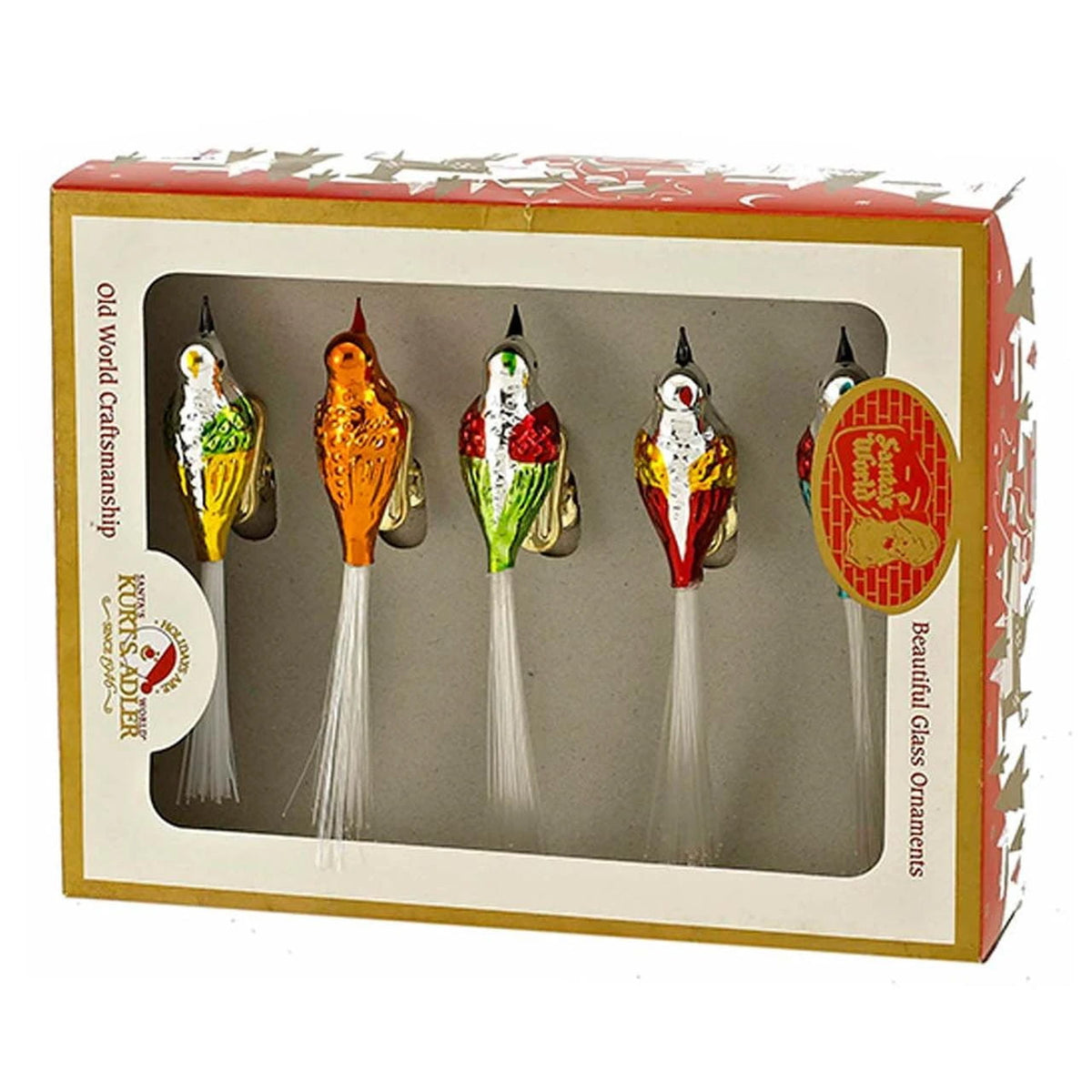 Early Years Glass Bird Clip-On Ornaments Box Set/5