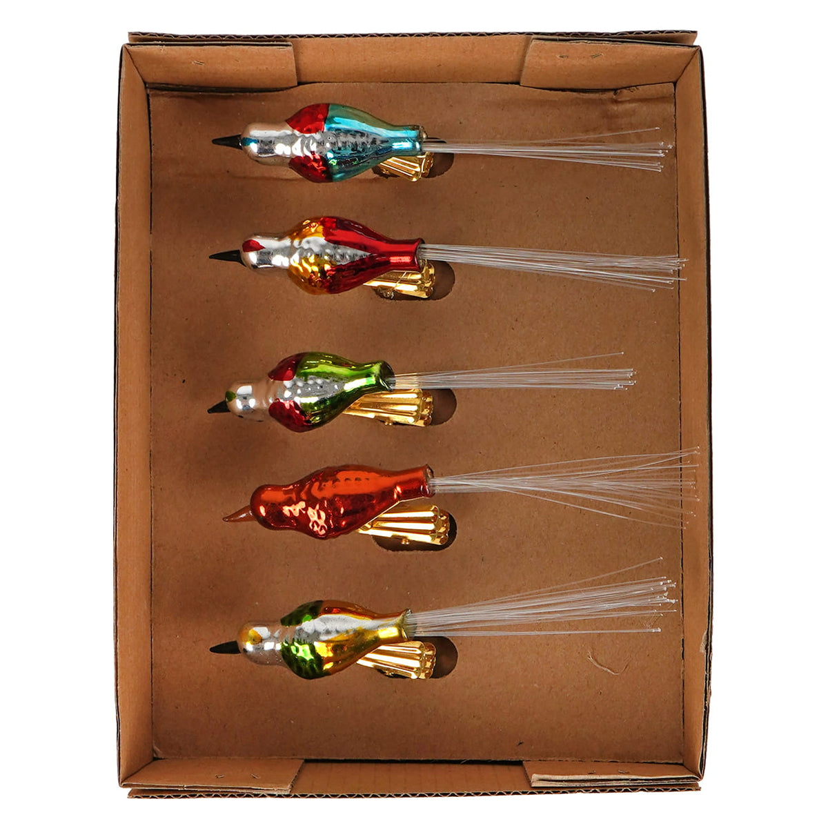 Early Years Glass Bird Clip-On Ornaments Box Set/5