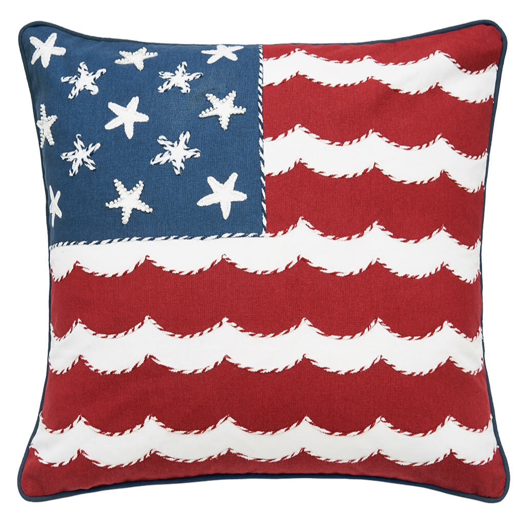 Red, White & Waves Pillow