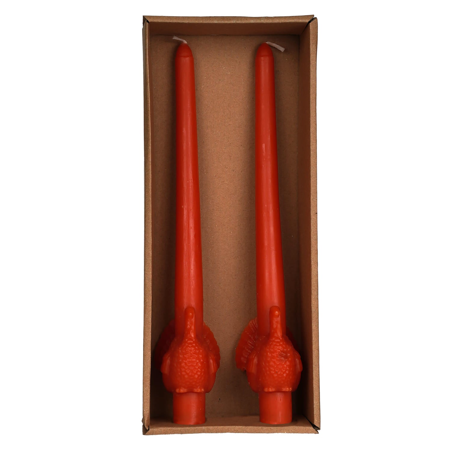 10" Unscented Acorn Colored Taper Candles With Turkey Box Set/2