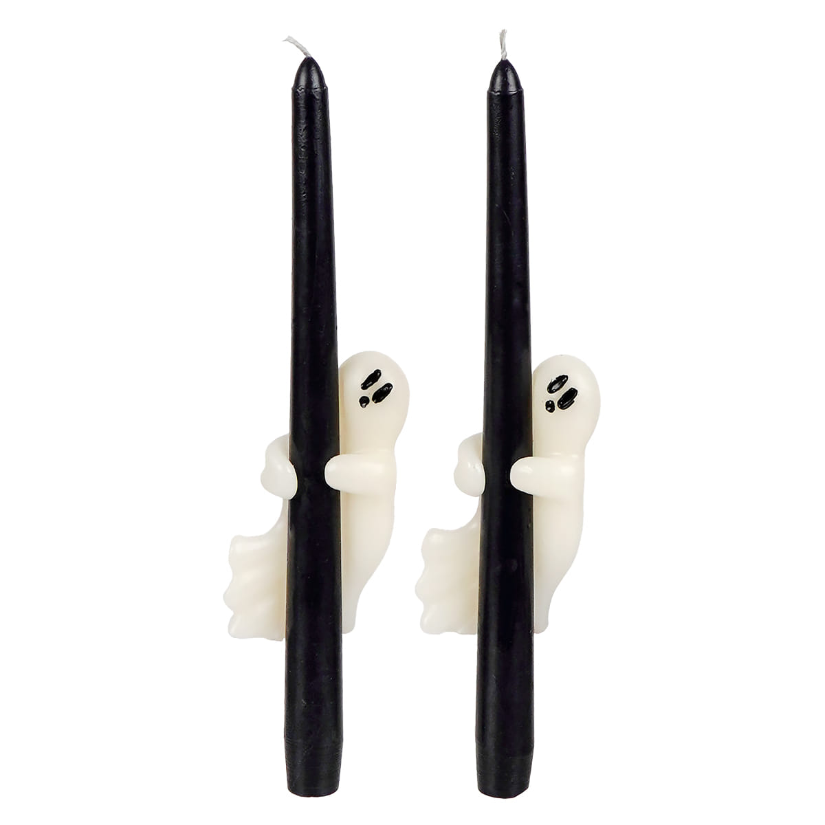 10" Unscented Black Taper Candles With Ghosts Box Set/2