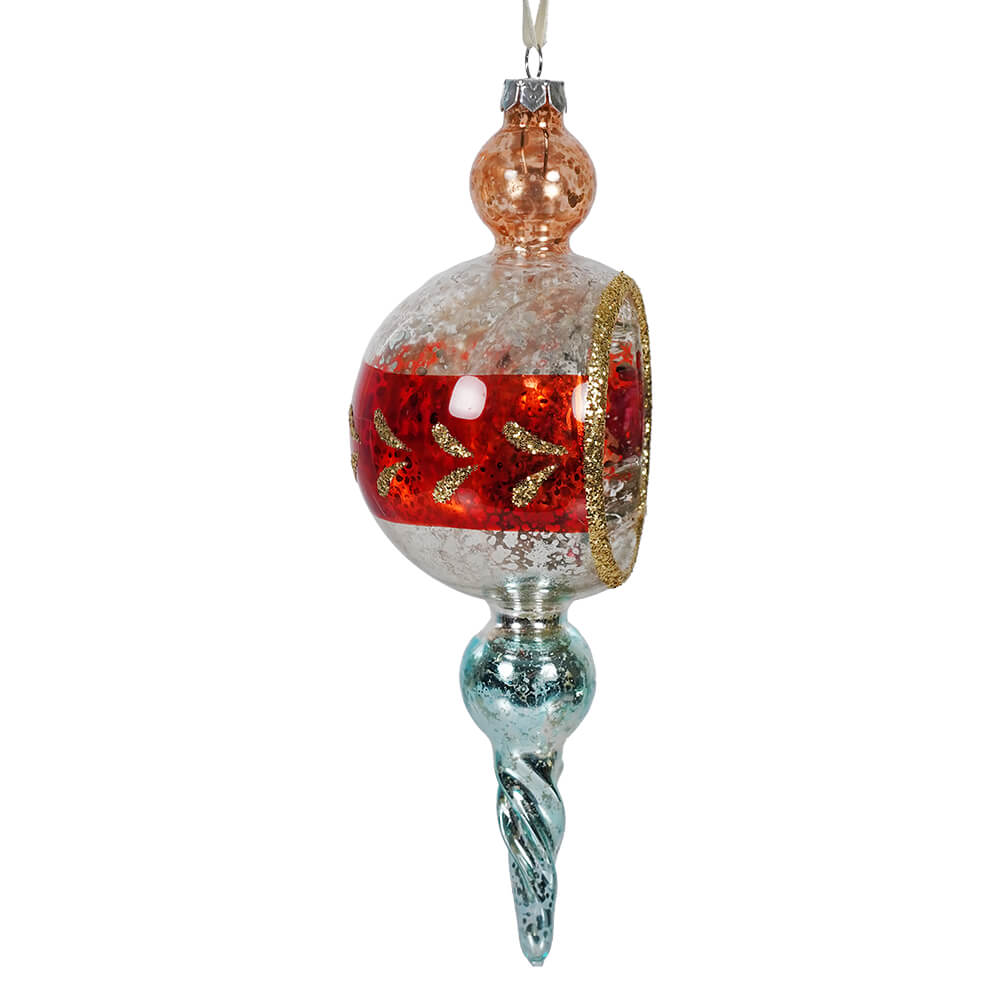 Glass Diorama Finial With Bottle Brush Trees Ornament