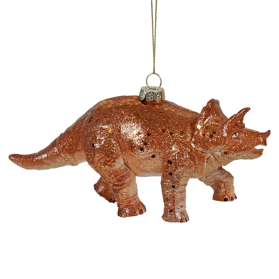 Orange Triceratops Ornament