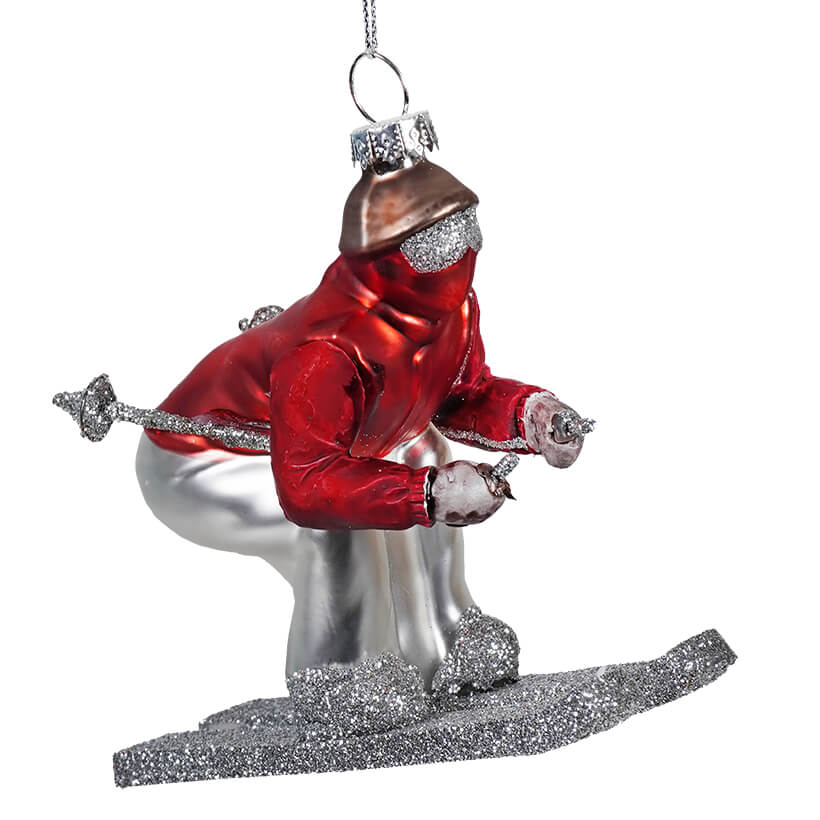 Red & Silver Downhill Skier Ornament