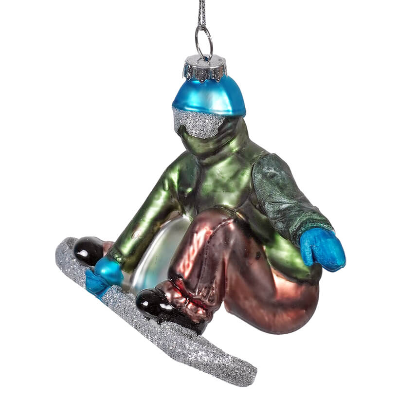 Glass Snowboarder Ornament