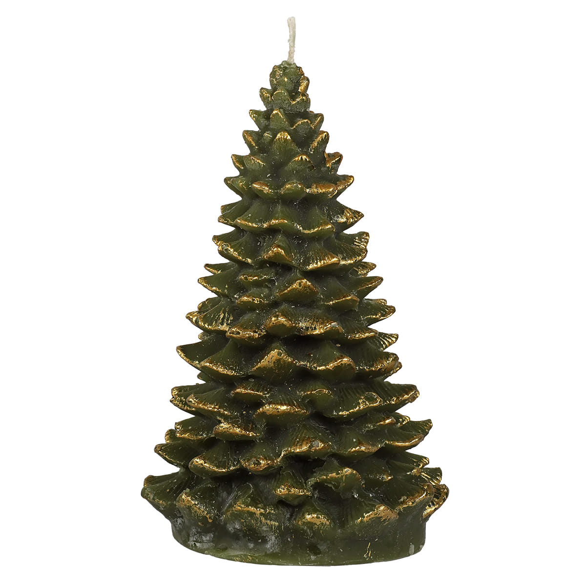 6.75" Unscented Evergreen Colored Tree Shaped Candles With Gold Tips