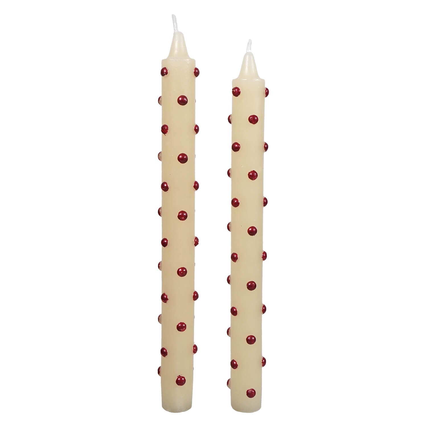 10" Red Dot Taper Candles Set/2