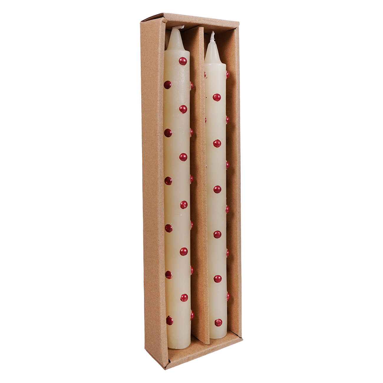 10" Red Dot Taper Candles Set/2