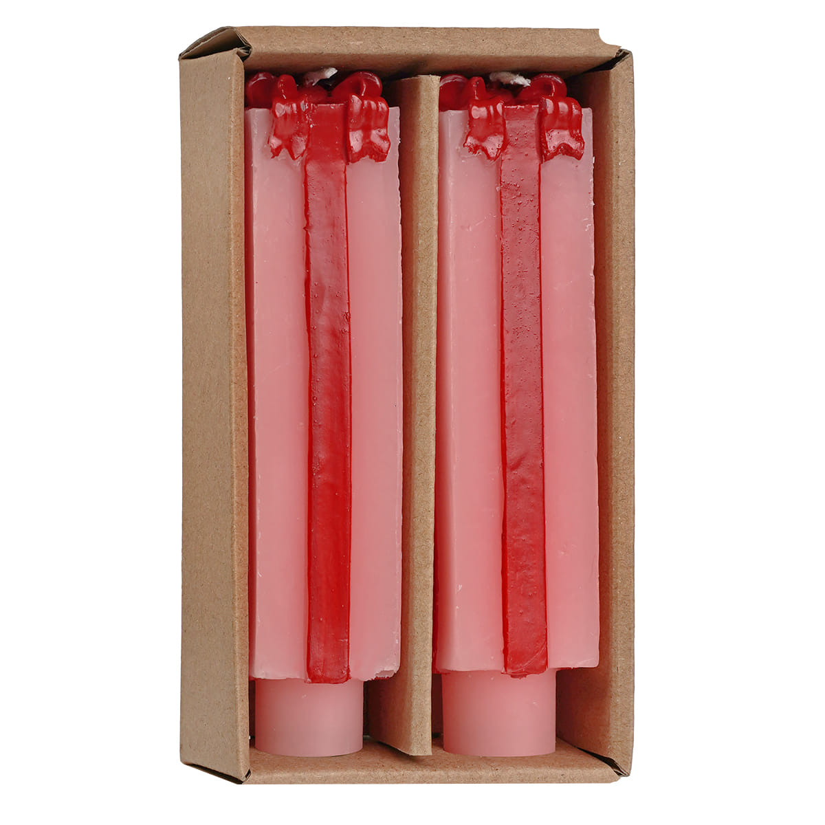 4.75" Unscented Pink & Red Gift Package Shaped Taper Candles Box Set/2