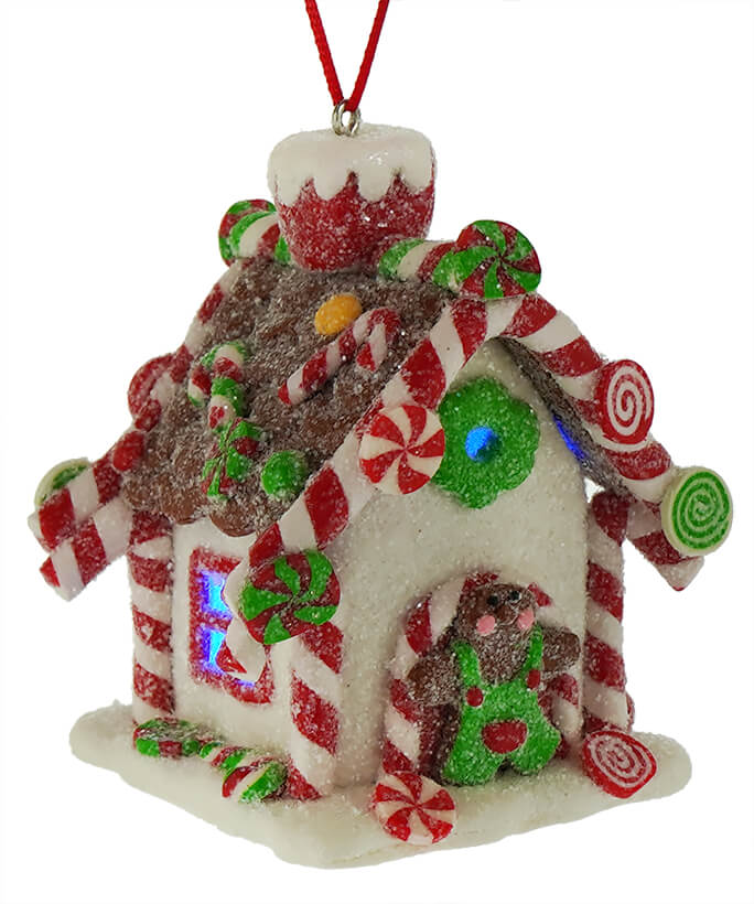 Gingerbread Lighted Candy House Ornament