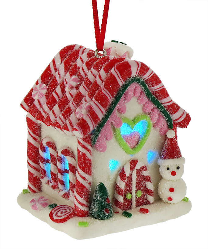 Snowman Lighted Candy House Ornament