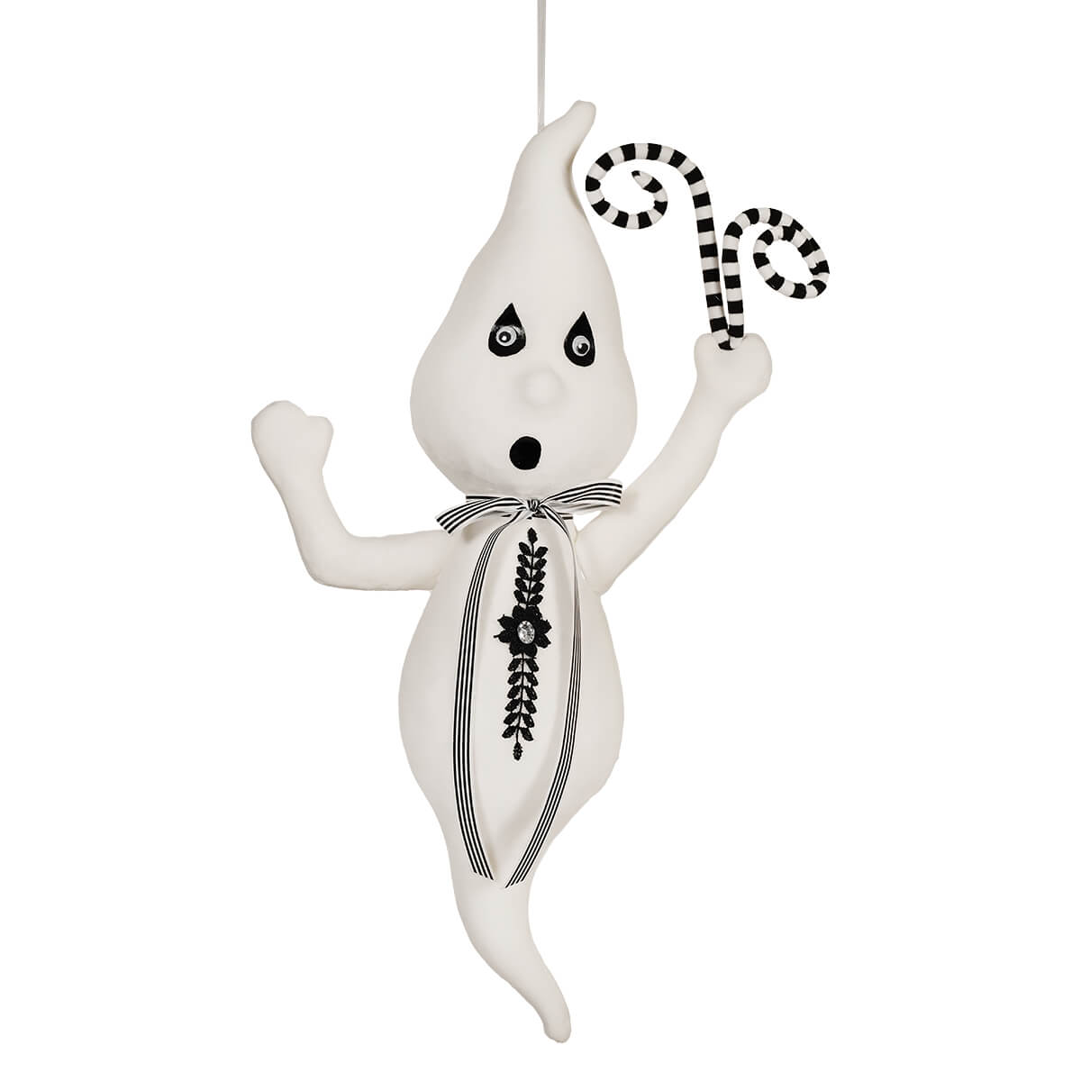 Hanging Ghost With Black & White Swirl Sticks