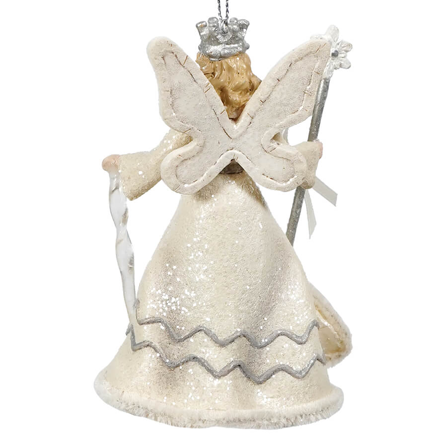 Grey & Ivory Snow Queen Holding Icicle & Staff Ornament