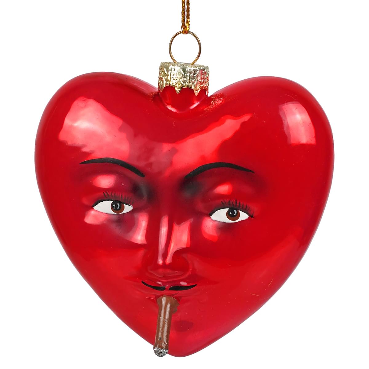 Monsieur Red Heart Glass Ornament
