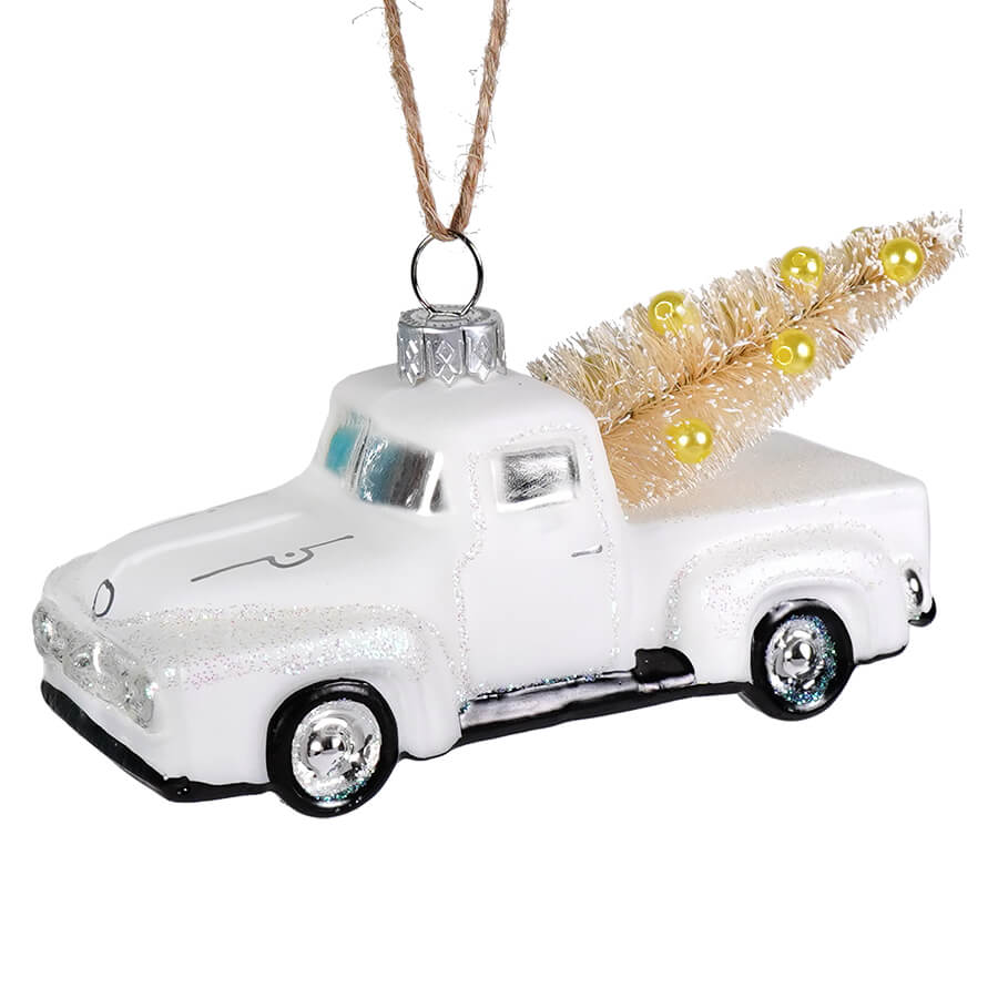 White Countryside Truck Ornament