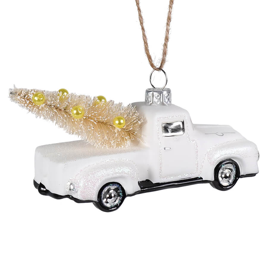 White Countryside Truck Ornament