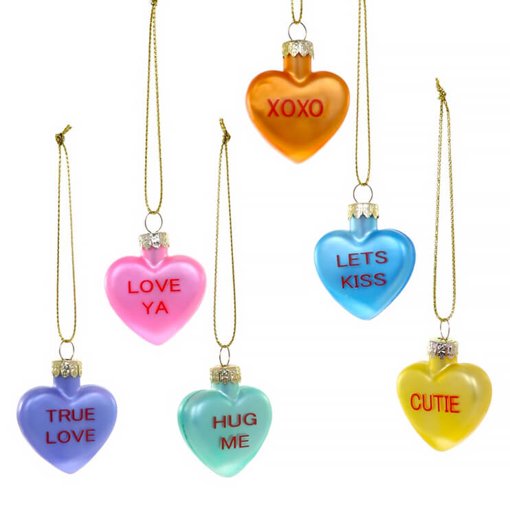 Single AF Converstion Heart Ornaments Set/6