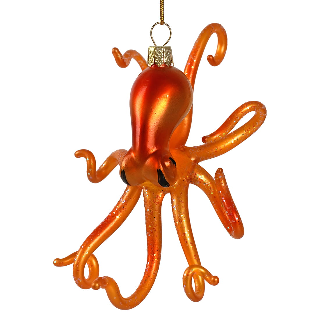 Orange Deep Sea Octopus Glass Ornament
