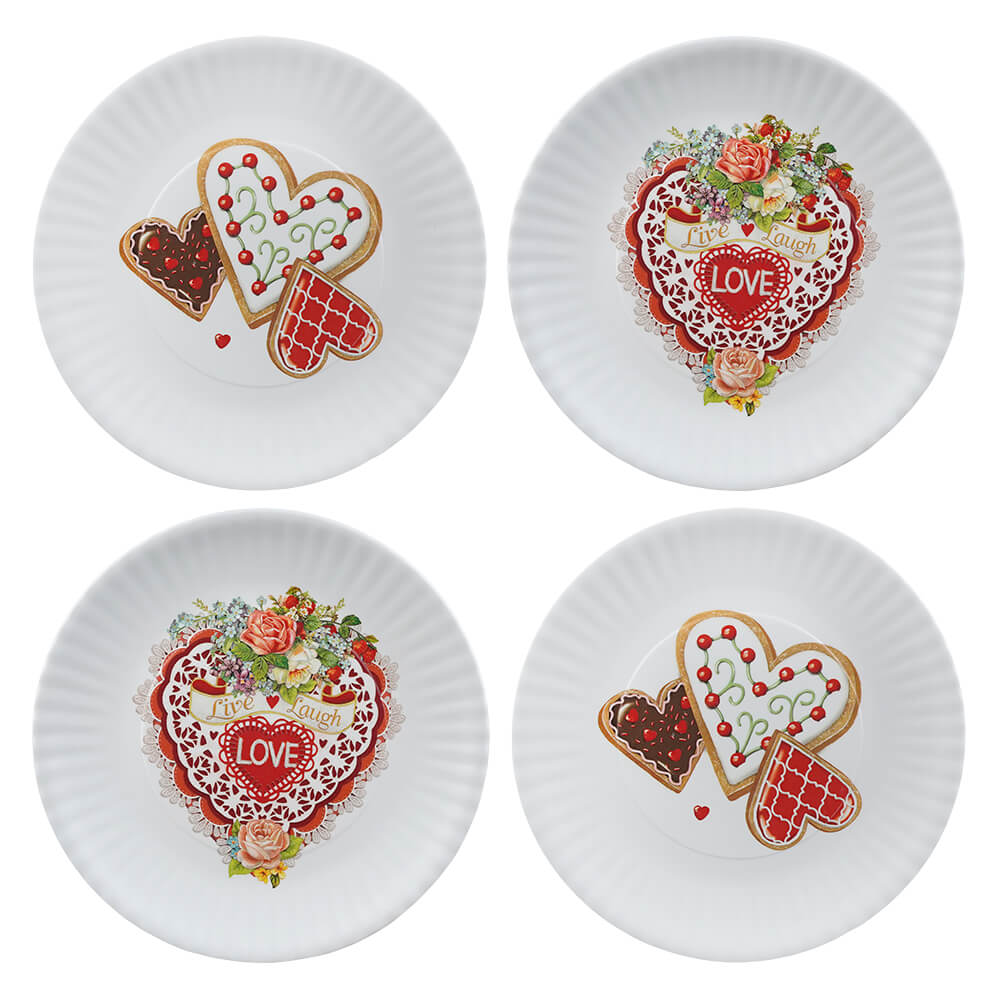 Valentine "Paper" Melamine Plates Set/4